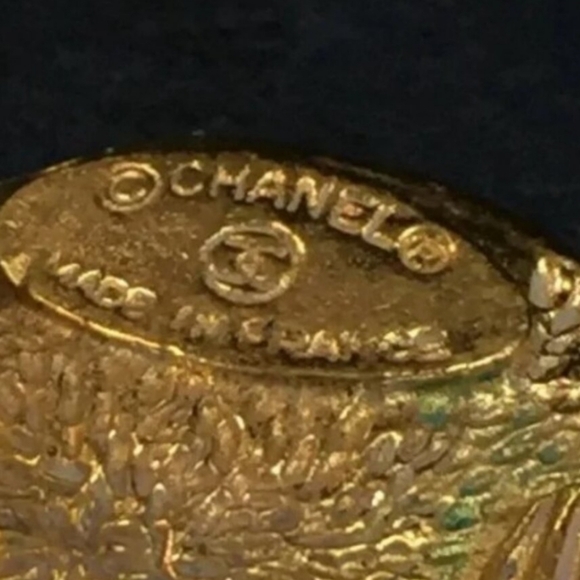 Chanel Logo Gold Tone and Pearl Earrings - Picture 3 of 4